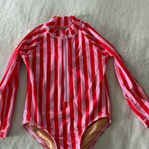 Crewcuts Red and White Striped Rash Guard